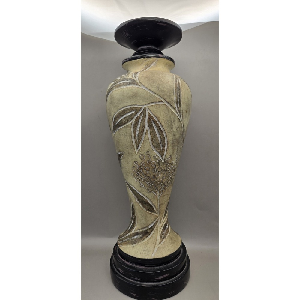 Large‎ Candle Holder 16" Tall. Decorative Carved  Relief Patterns B#30